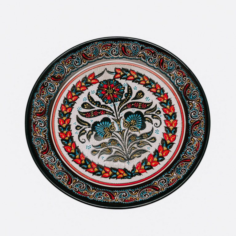 Unique handmade decorative plate from Uzbekistan, 32 cm, drip technique